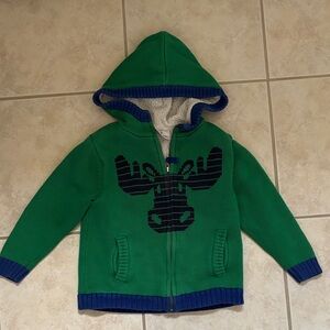 Hanna Andersson Green and Blue Kids Hoodie with Moose Design